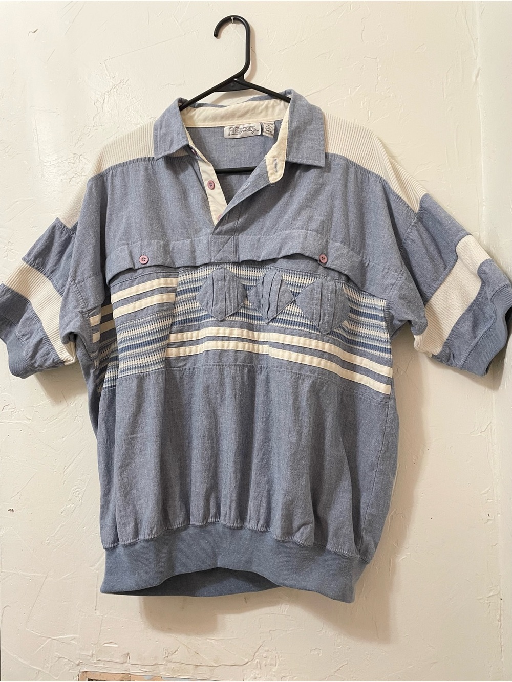 Vintage 90s Blue & Cream Men's Polo